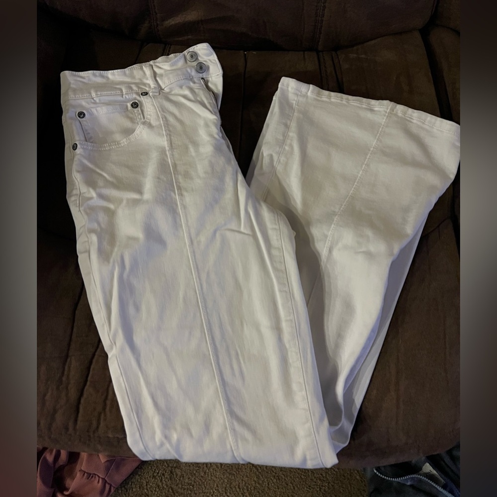 White flare jeans with no holes